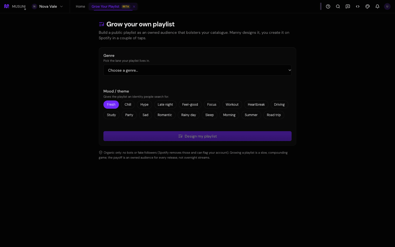 Grow Your Playlist, genre and mood