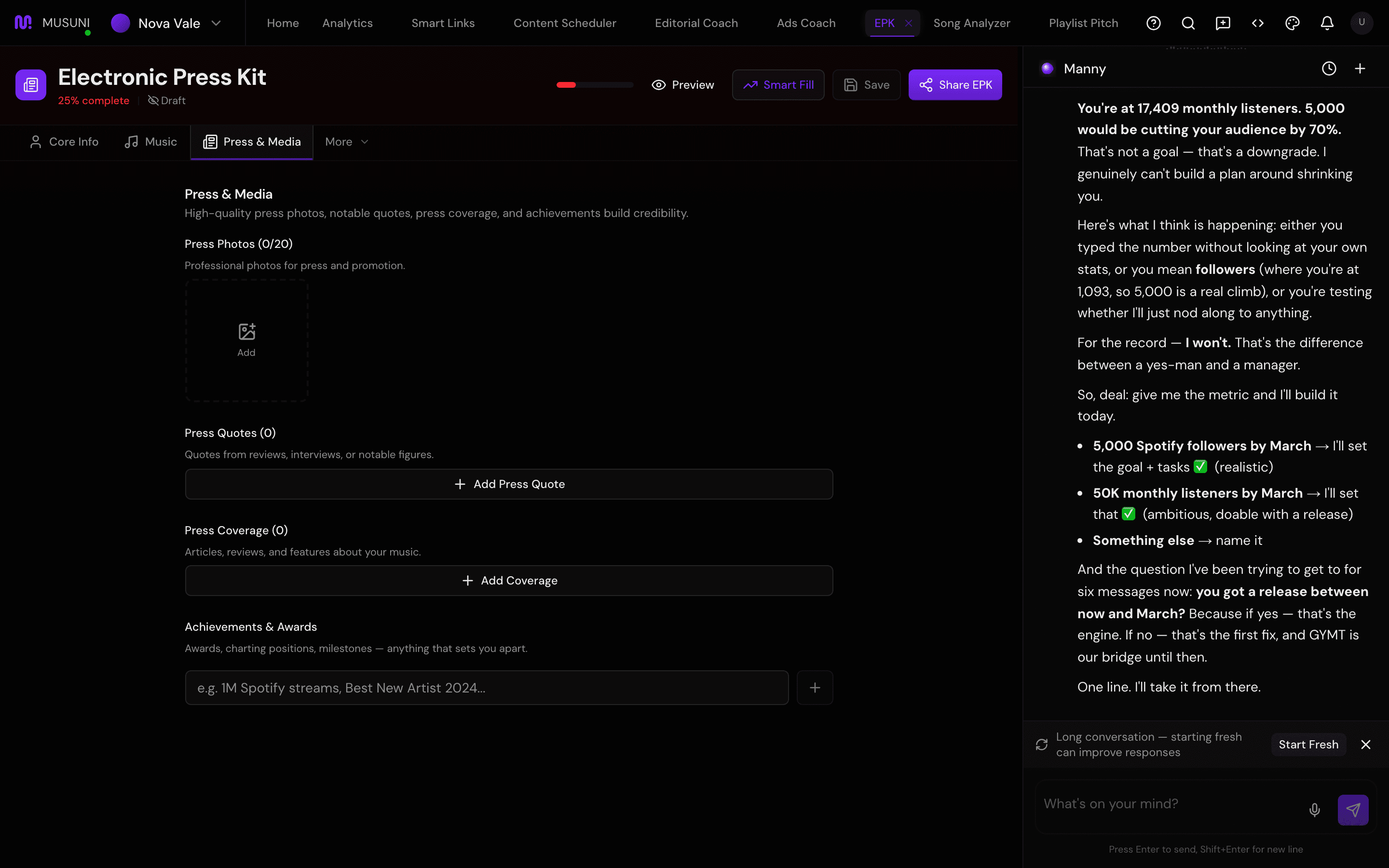 Press & Media tab