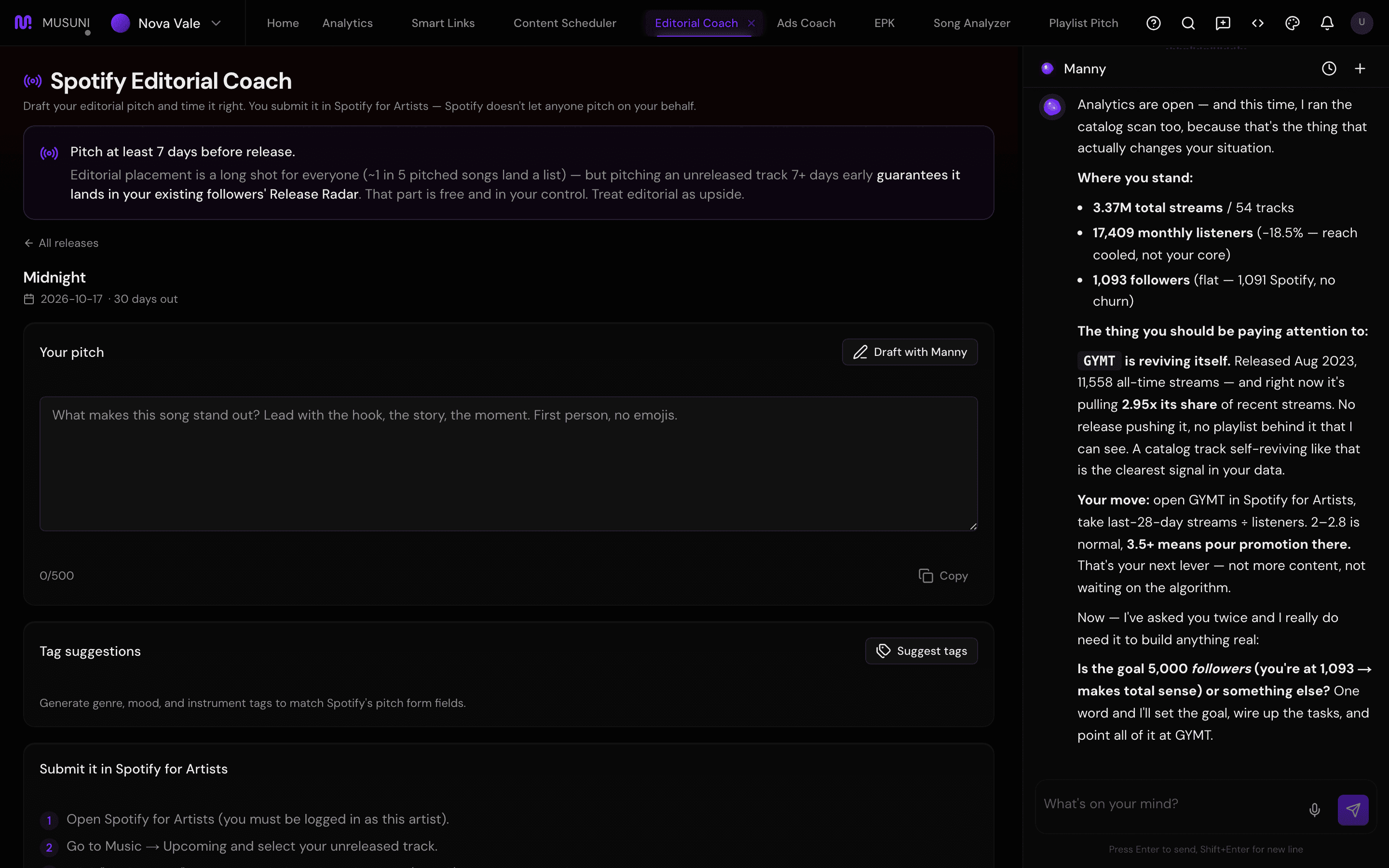 Submit steps and Open Spotify for Artists