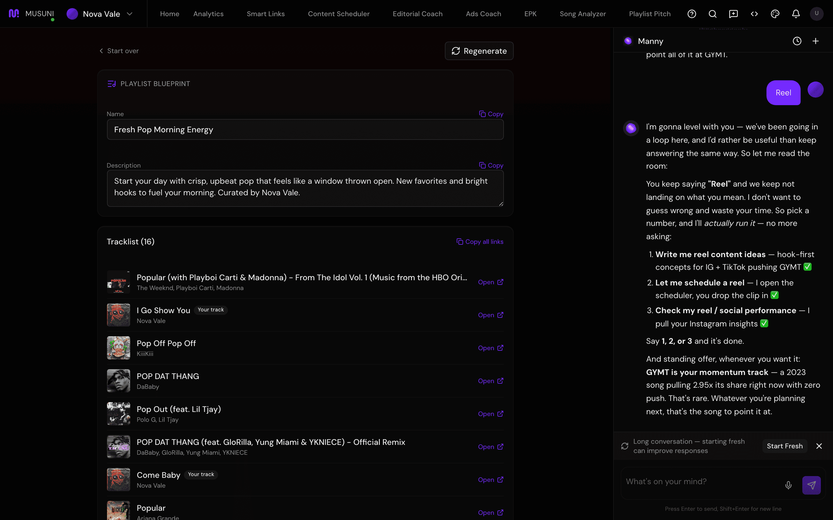 Playlist blueprint and tracking