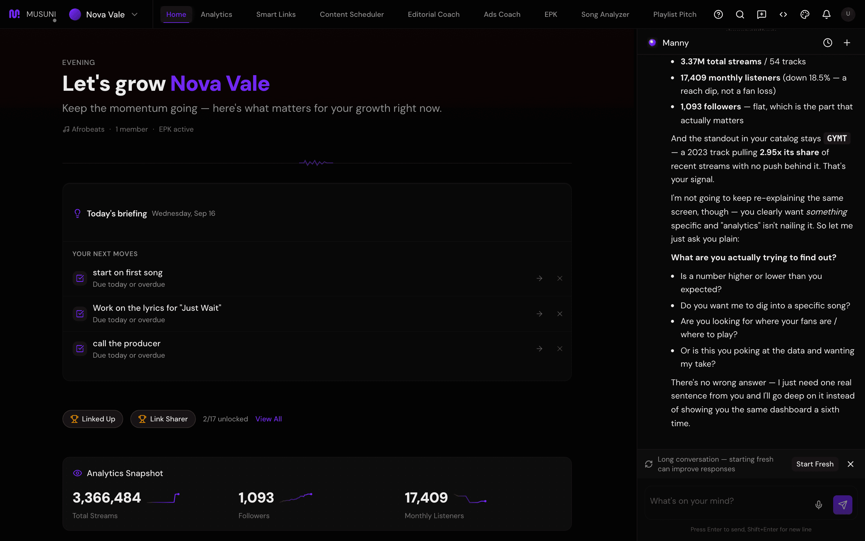 A workspace opened from the chat